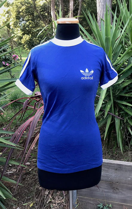 Vintage 1970s Adidas Ringer T-Shirt   #C286  FREE AUS POSTAGE