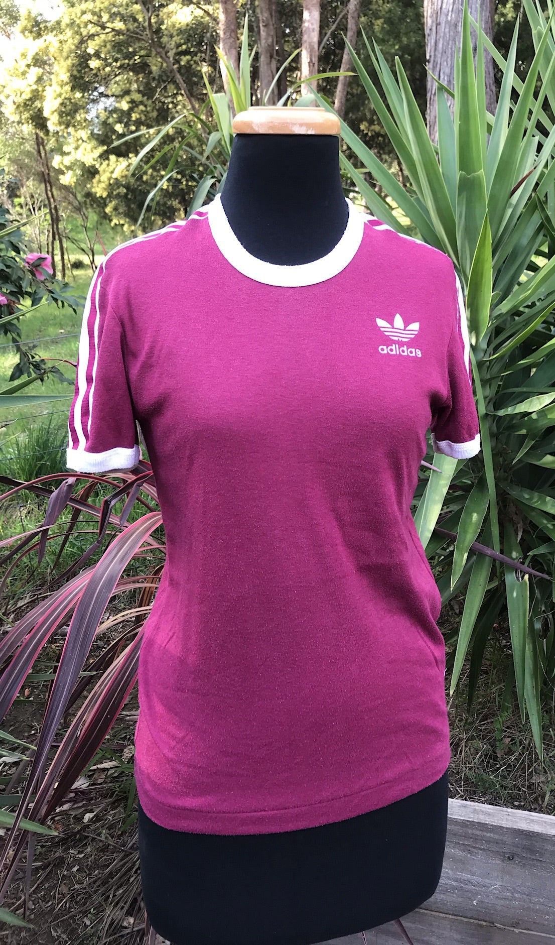 Vintage 1970s Adidas Ringer T-Shirt   #C287  FREE AUS POSTAGE