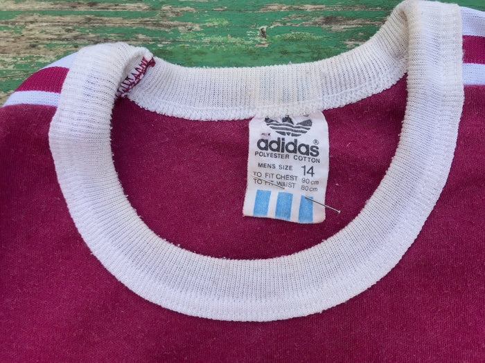 Vintage 1970s Adidas Ringer T-Shirt   #C287  FREE AUS POSTAGE