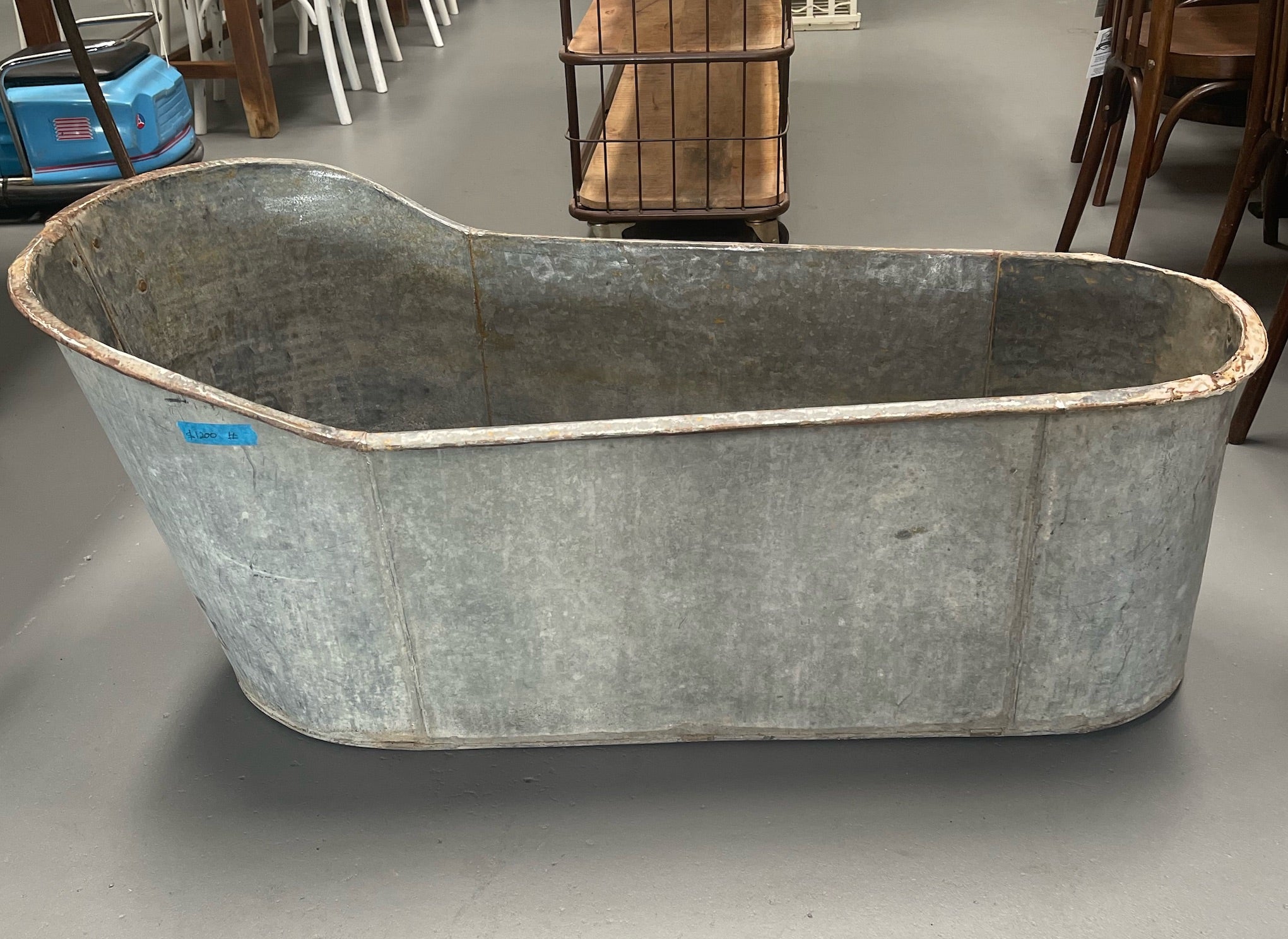 Vintage European  Galvanised Bathtub #4209 Byron