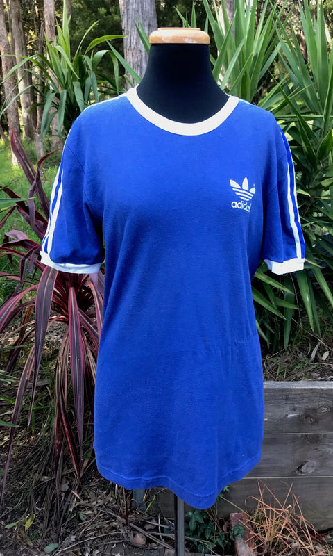 Vintage 1970s Adidas Ringer T Shirt C290 FREE AUS POSTAGE Fossil Vintage Australia