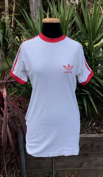 Vintage 1970s Adidas Ringer T-Shirt   #C291  FREE AUS POSTAGE