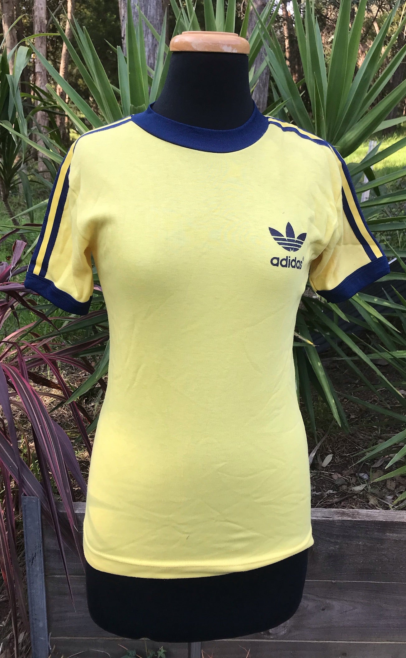 Vintage 1970s Adidas Ringer T-Shirt   #C293  FREE AUS POSTAGE