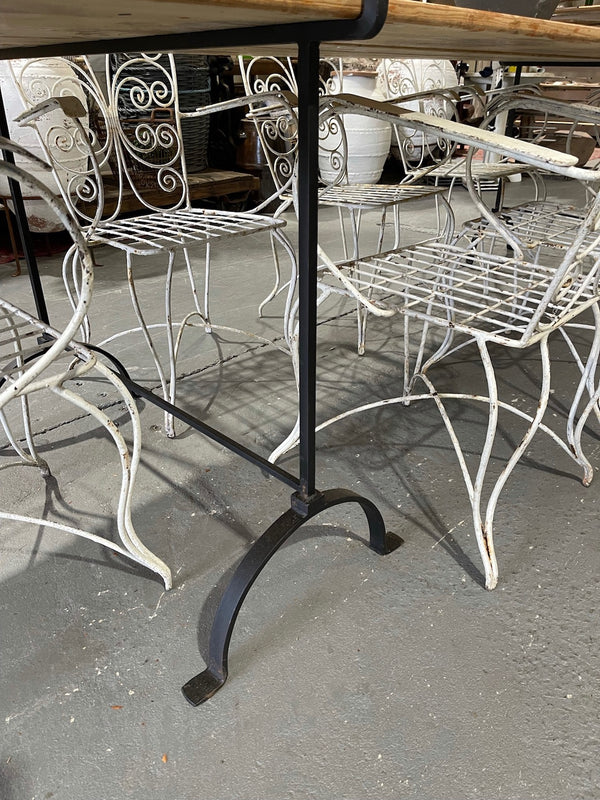 Vintage European Wrought Iron Tresle Table #3481 Byron