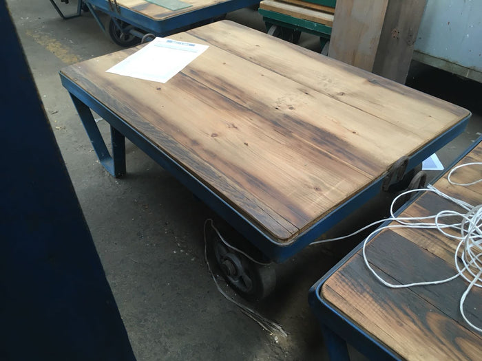 Vintage industrial European rail cart COFFEE table  #2328 in byron