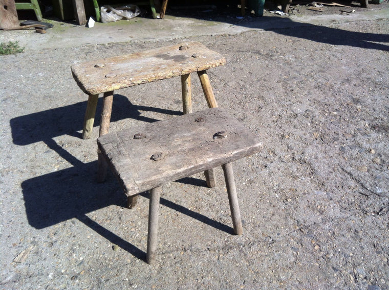 Vintage industrial European  wooden milking stools  #1909