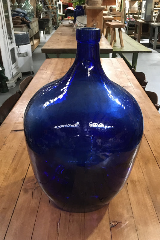 Vintage European Blue Demijohn Bottle #3014 (2)