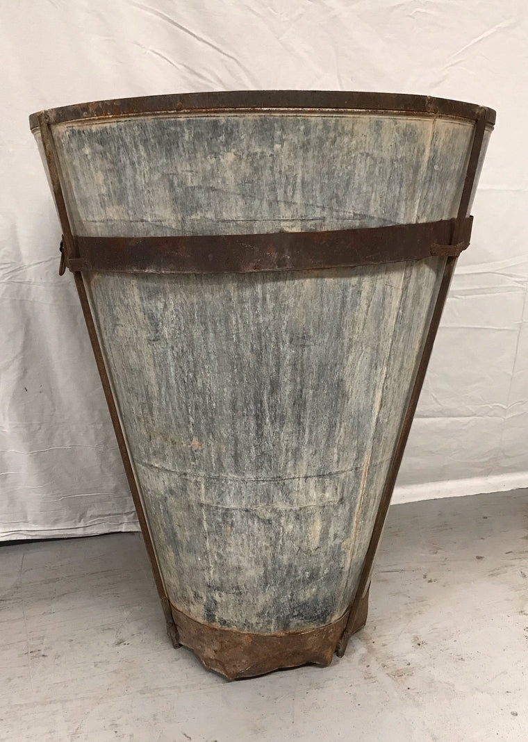 Vintage  Turkish Galvanised Olive  Bin #3548 B