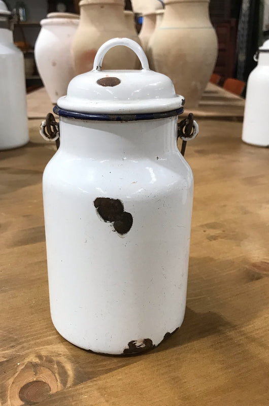 Vintage European Enamel Milk Can #3566 A