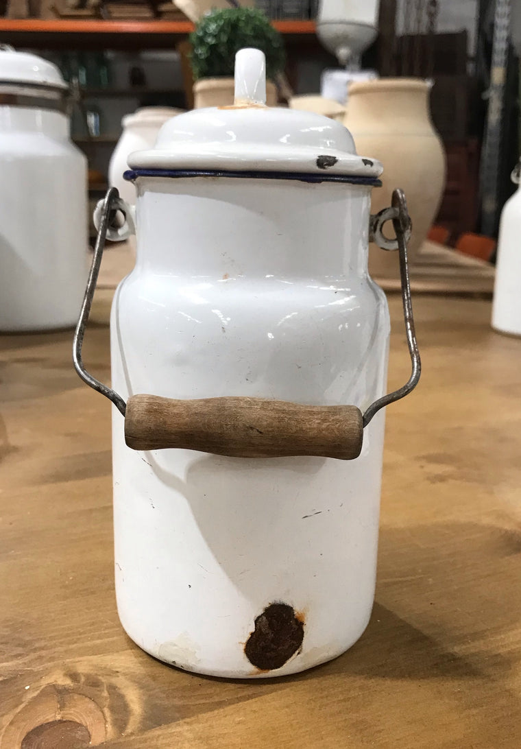 Vintage European Enamel Milk Can #3566 B