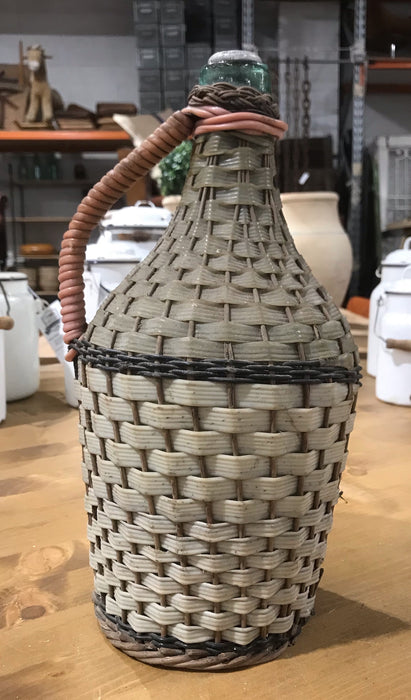 Vintage European Plastic Wicker Wine Demijohn Bottle  #3570 A