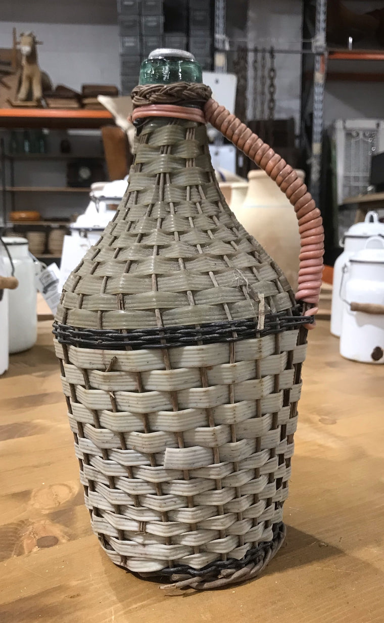 Vintage European Plastic Wicker Wine Demijohn Bottle  #3570 A