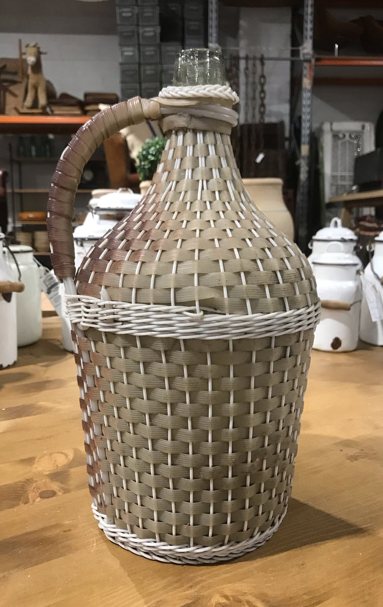 Vintage European Plastic Wicker Wine Demijohn Bottle  #3570 B
