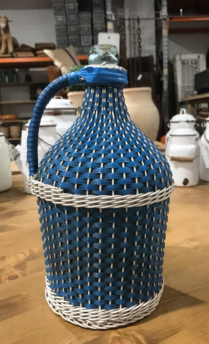 Vintage European Plastic Wicker Wine Demijohn Bottle  #3570 C