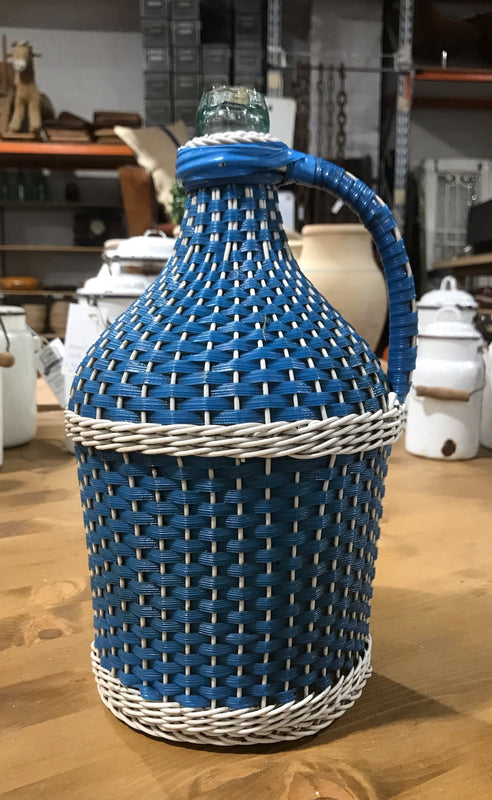Vintage European Plastic Wicker Wine Demijohn Bottle  #3570 C