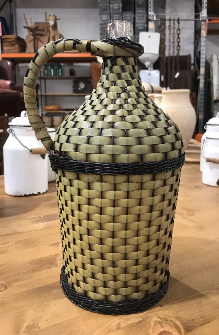 Vintage European Plastic Wicker Wine Demijohn Bottle  #3570 D