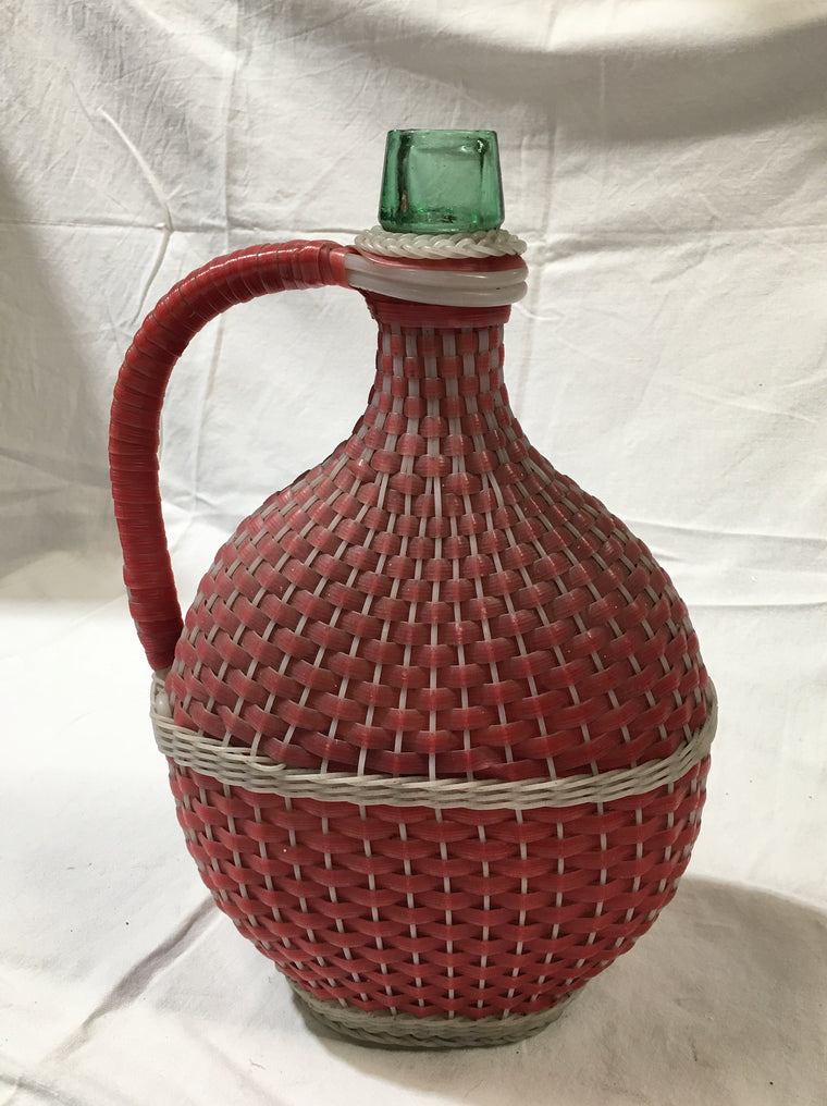 Vintage European Plastic Wicker Wine Bottle  #3019 (2)