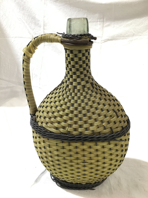 Vintage European Plastic Wicker Wine Bottle  #3019 (3)