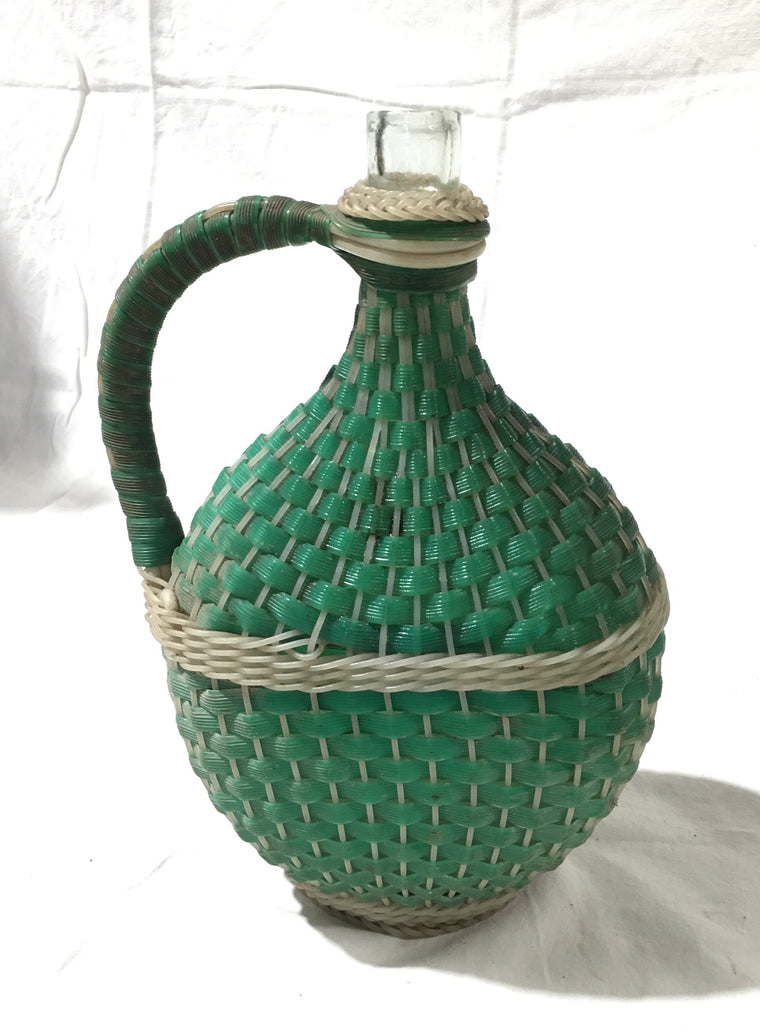 Vintage European Plastic Wicker Wine Bottle  #3019 (4)