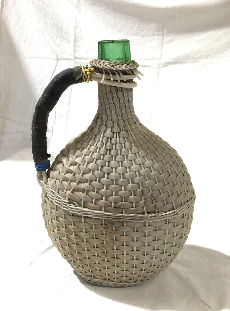 Vintage European Plastic Wicker Wine Bottle  #3019 (8)