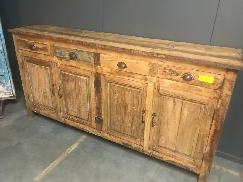 Vintage industrial European wooden sideboard cabinet #2371