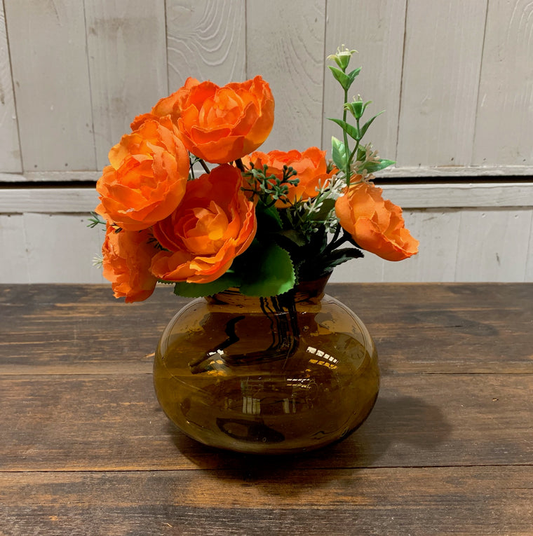 Vintage Romanian Amber Glass Vase  #4330