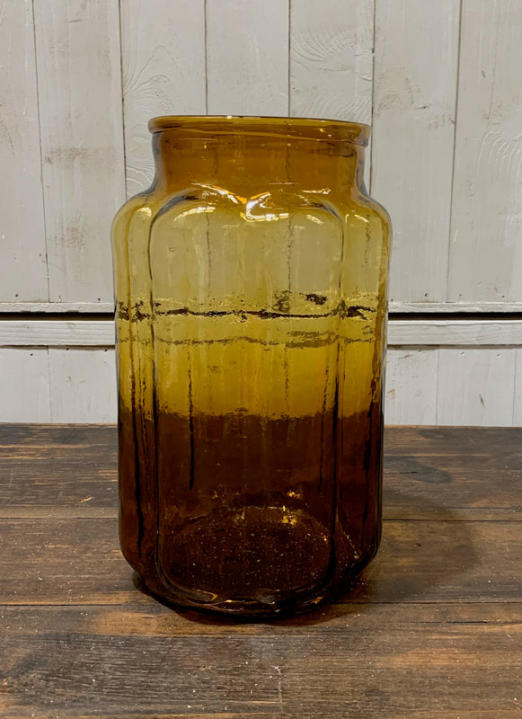 Vintage Romanian Amber Glass Vase  #4336