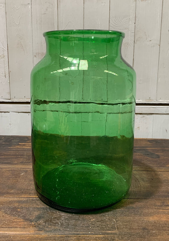 Vintage Romanian Green Glass Vase  #4337
