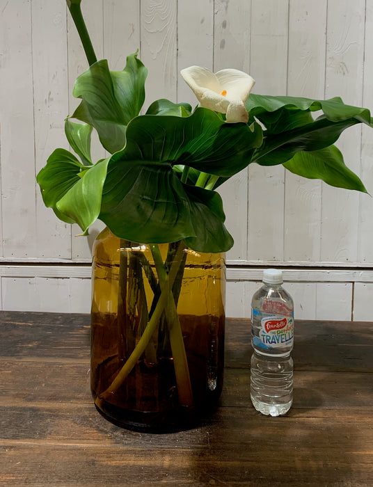 Vintage Romanian Amber  Glass Vase  #4338