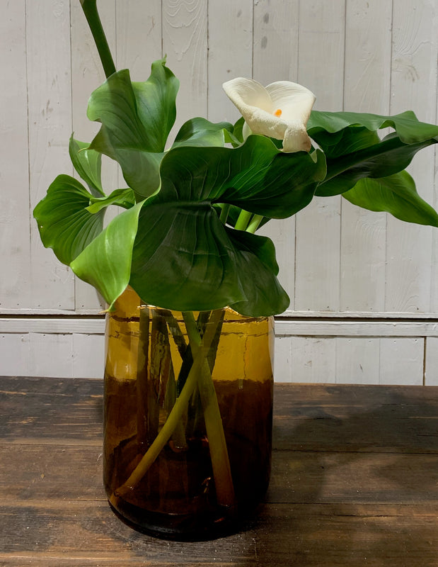 Vintage Romanian Amber  Glass Vase  #4338