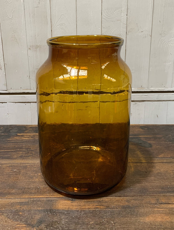 Vintage Romanian Amber  Glass Vase  #4338