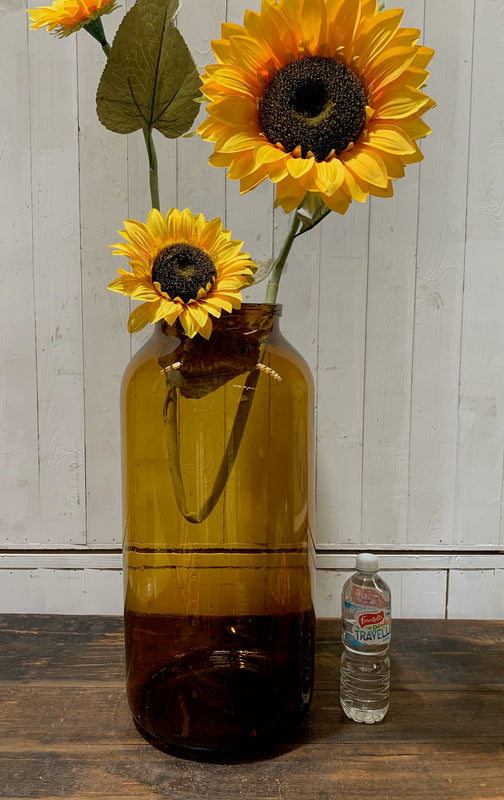 Vintage Romanian Amber Glass Vase  #4340