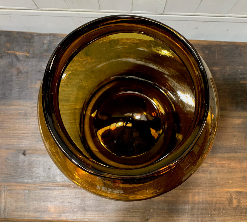 Vintage Romanian Amber Glass Vase  #4340