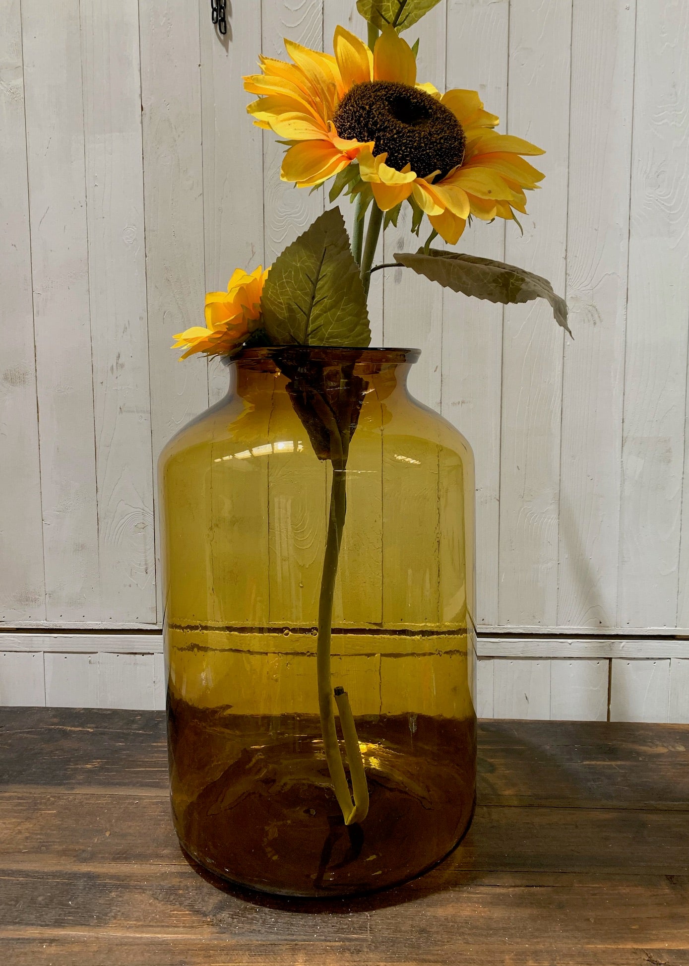 Vintage Romanian Amber Glass Vase  #4341