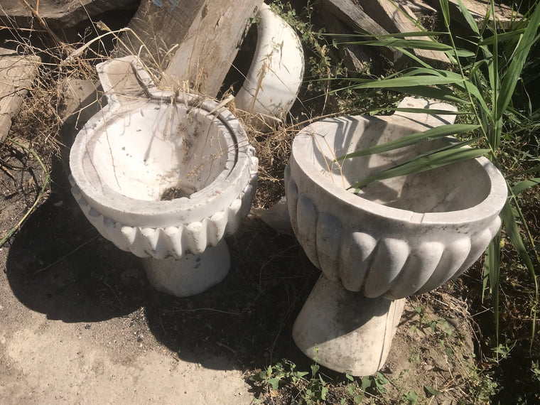 Vintage industrial Turkish Marble toilet #2345