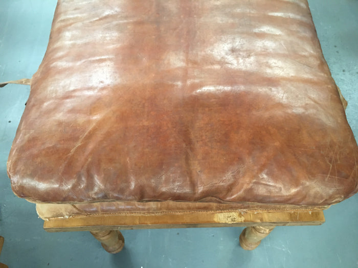 Vintage  Romanian 1940s Leather Gym Mat #3082