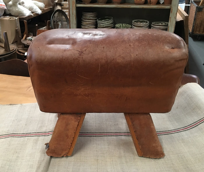 Vintage  Romanian Pommel Horse Leather Seat #3084