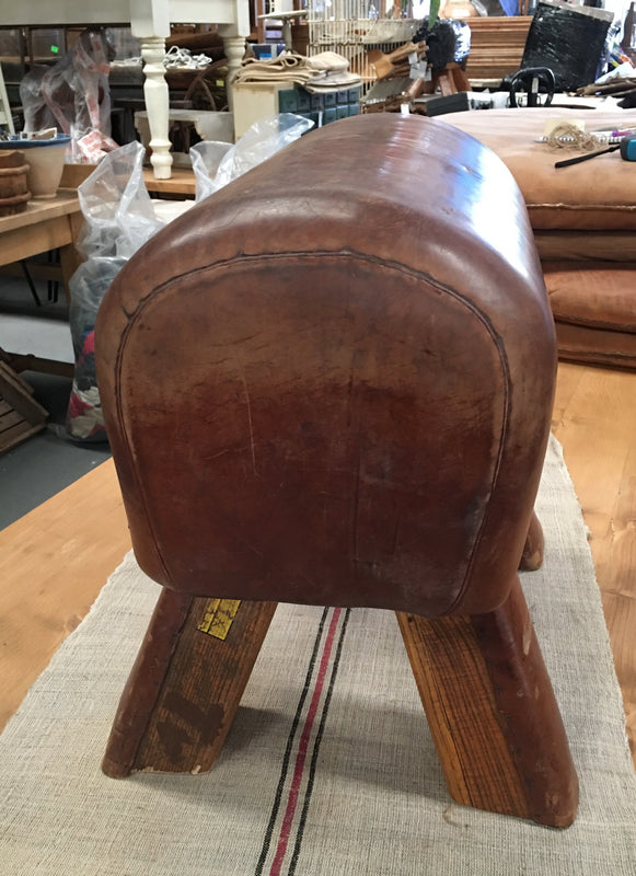 Vintage  Romanian Pommel Horse Leather Seat #3085