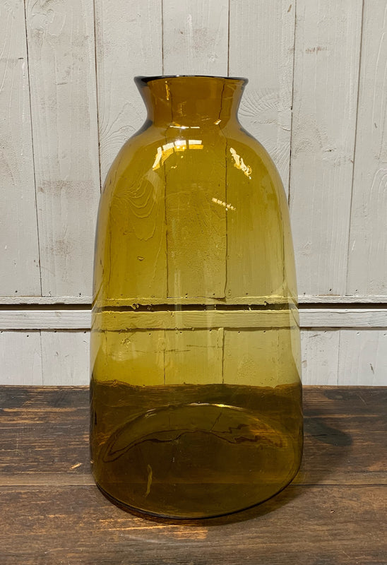 Vintage Romanian Amber Glass Vase  #4355