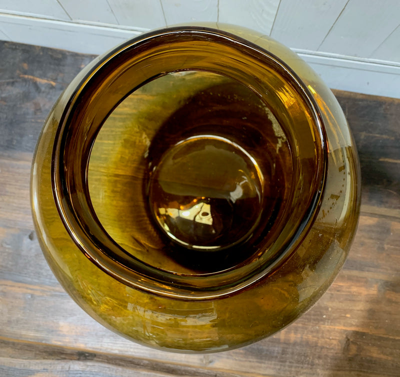 Vintage Romanian Amber Glass Vase  #4357