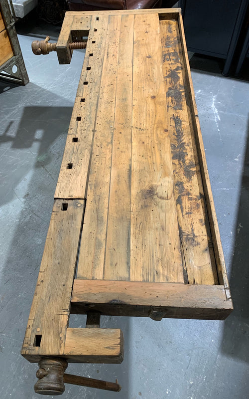 Vintage  European Carpenters Woodworking  Workbench 1920s #4362