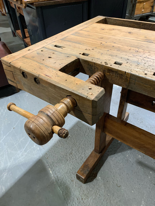 Vintage  European Carpenters Woodworking  Workbench 1920s #4362