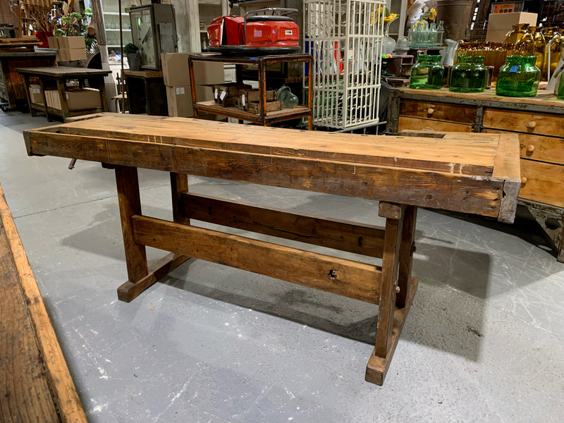 Vintage  European Carpenters Woodworking  Workbench 1920s #4362