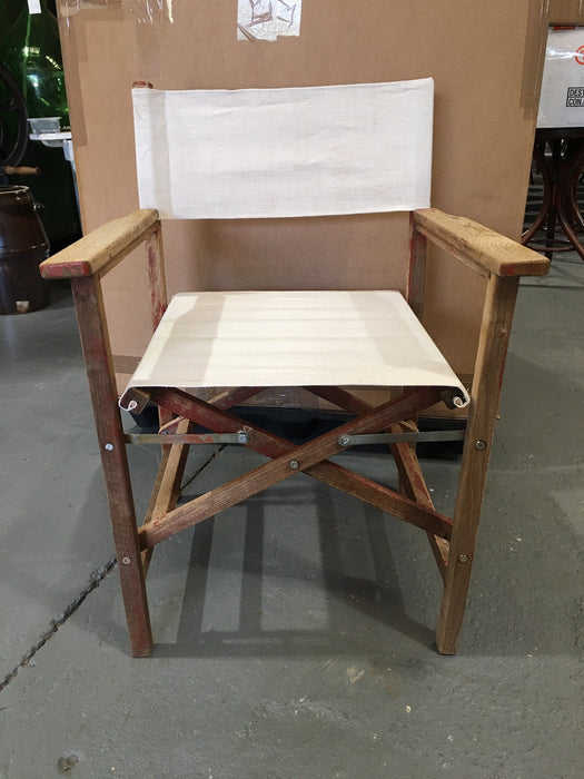 Vintage Foldable Directors Chair With Old Linen Fabric #3101 (2)