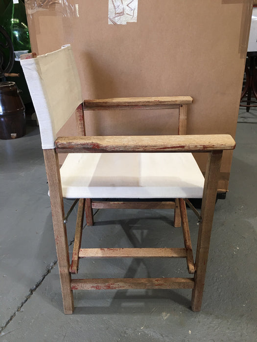 Vintage Foldable Directors Chair With Old Linen Fabric #3101 (2)