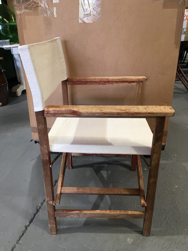 Vintage Foldable Directors Chair With Old Linen Fabric #3101 (3)