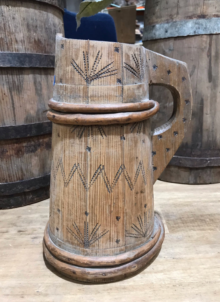 Vintage  European Wooden Pitcher #3607A