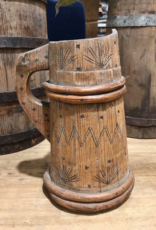 Vintage  European Wooden Pitcher #3607A