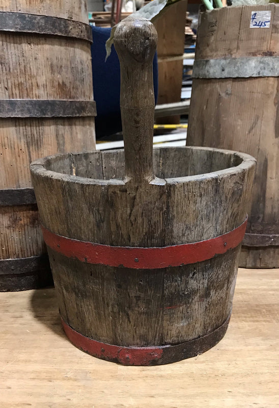 Vintage  European Wooden Bucket #3608