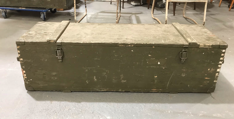 Vintage Eastern  European Army Wooden Storage Box #3618